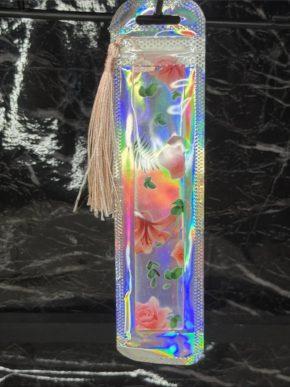 Pink Floral Bookmark with Pink Tassel
